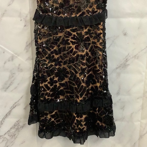 NWT- Michael Kors Sequined Lace Ruffle Dress - Picture 5 of 7